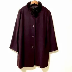#wnc レリアン Leilian コート 13 ボルドー ミンクファー カシミヤ 大きいサイズ 美品 レディース [968727]