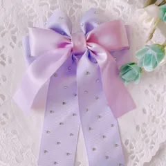 ❤️155ラインストーンリボンバレッタ❤️パープル