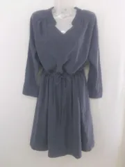 ◇ URBAN RESEARCHROSSO スウェード調 スタンドカラー 長袖 膝下丈 ワンピース サイズF ネイビー レディース P  【1302130002572】