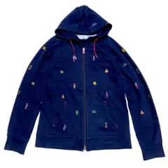 【物語が聞こえる刺繍たち】 春秋 レディース 紺 L 綿/ポリエステル Munsingwear マンシングウェア ジップアップパーカー ゴルフ アウトドア テント 焚火