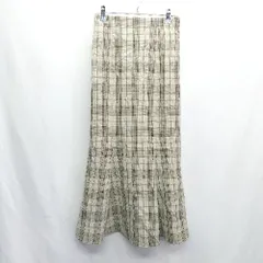◇ Θ LOWRYS FARM チェック柄 ロング丈 マーメイド スカート サイズM イエロー系 レディース E  【1410100002115】