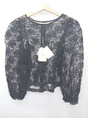 ◇ ⊂ 未使用 コンティニュエ デ ナイスクラップ タグ付き 長袖 オーガン刺繍ブラウス サイズF ブラック系 レディース E  【1507100015853】