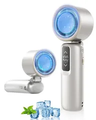 【2025革新型・-20°C瞬間冷却・猛暑退散】EIING携帯扇風機ハンディファン急速冷却プレート付超高速強力送風ミニファン3WAY首掛け/卓上/手持ち扇風機小型折り畳み100段階風量調節LEDディスプ…