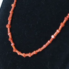 美品『USED』 K18/珊瑚（コーラル）  ネックレス 小珠 ブロックのようなデザイン