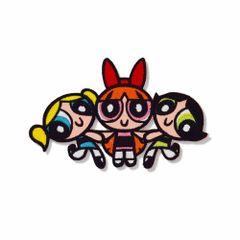 워펜 The Powerpuff Girls PPG 파워 퍼프 걸스 (12.8x8cm) / 수예 패치 미국 잡화 아메리칸 잡화 커스텀 모터 빈티지 패치 워크 미국 US 핫로드 미국 자동차 자전거 투어링