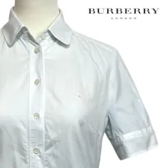 訳あり バーバリー ロンドン 半袖シャツ 38号 ロゴ刺繍 白 ノバチェック