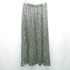 ◇ GLOBAL WORK ウエストゴム 花柄 裏地あり ロング フレア スカート サイズL ブラック イエロー ホワイト レディース E  【1310050035730】