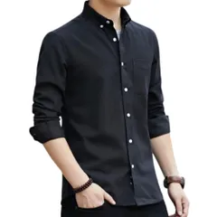 [RED RAY] [レッドレイ] シャツ メンズ オックスフォード ボタンダウン カジュアル 長袖 ビジネス (M, ブラック(ボタンダウン無)) [ブラック(ボタンダウン無)] [M]