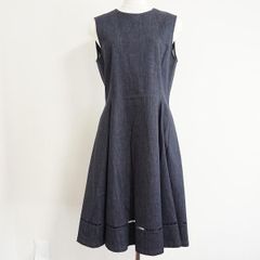 美品☆フォクシー 18年 定価6.8万 デニム ワンピース ロゴプレート 38