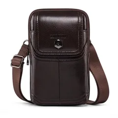 【在庫セール】斜め掛け携帯電話腰ポーチ way 3 (ブラックブラウン) EDIMRAYスマホポーチメンズ本革携帯ベルトポーチレザー小型縦型ウエストポーチ小物入れ多機能防水携帯ポーチミニショルダーバッグ小さめ肩腰掛けバック軽量