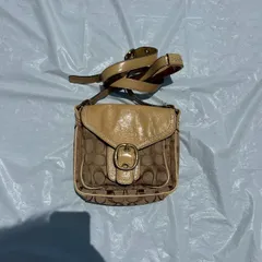 COACH コーチ ショルダーバッグ エナメル シグネチャー F12501ベージュ モノグラム