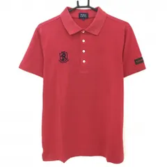 パーリーゲイツ 半袖ポロシャツ レッド 織生地 背面ロゴ メンズ 5(L) ゴルフウェア PEARLY GATES