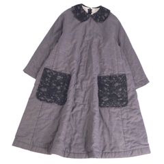 ヨーガンレール 花柄刺繍デザイン シャツワンピース グレー コットン M