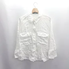 ◇ ⊇ ZARA ザラ 長袖 リネンシャツ サイズEUR M ホワイト レディース E  【1503060047200】