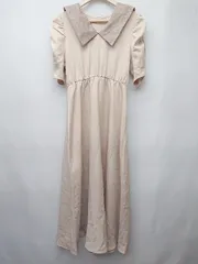 ◇ ⊂ Ambre Neige　アンブルネージュ セーラーカラー 半袖 ロング丈 ワンピース サイズF ベージュ系 レディース P  【1409250038518】