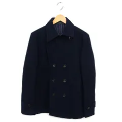 コムサイズム COMME CA ISM Pコート ピーコート アウター ウール ミディ丈 ステンカラー ダブル ベルト L 紺 ネイビー /NT32のサムネイル