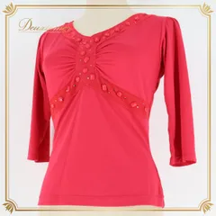 社交ダンス 衣装 トップス チャコット ピンク系 M カットソー レッスンウエア レッスン 練習着 ビーズ 装飾 かわいい Chacott パーティ 発表会