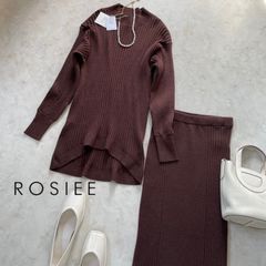 新品1.8万！ROSIEEロージーリブニットセットアップ茶ロングニット&Iラインニットスカート