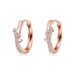 ピンクゴールド 商品 ピアス レディース 人気 最高級ジルコニア ピアス リング 「愛の結」 フープ ピアス 金属アレルギー対応 ピアス 18金 ピアス シルバー925 ピアス レディースアクセサリー 母の日 記念日 ピンクゴールド仕上げ