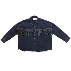 【210158】ZARA WOMAN ザラウーマン  スタッズ　フリンジオーバーサイズ　コットンジャケット　ソフトデニム  ・ ブラック