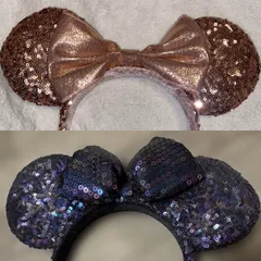 Disney ディズニー ミニー ラメ スパンコール カチューシャ ピンク 紫 黒 1つ