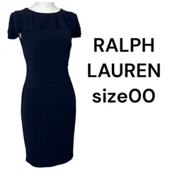□ RALPH LAUREN ラルフローレン ワンピース 膝丈 半袖 ジャージー素材 紺 ネイビー サイズ00 レディース S5T009