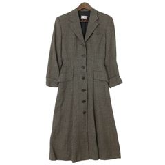 DKNY ダナキャラン 秋冬★ チェスター コート ロング テーラード クラシック Sz.2 レディース グレー