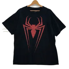 MARVEL マーベル スパイダーマン 半袖 Tシャツ フロントプリント SALLVADOR製 46/48 XLサイズ ブラック