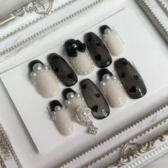 10 ネイルチップ フレンチガーリー シースルーネイル ハート