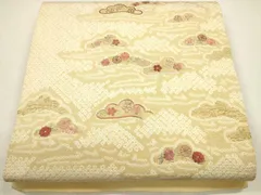 平和屋着物●太鼓柄袋帯　絞り　刺繍　松葉草花文　金彩　正絹　逸品　CAAJ1218eg