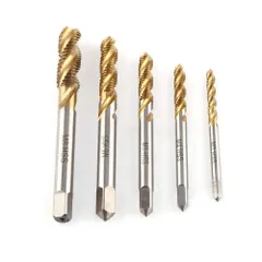 新品 スパイラルフルートタップ m3 高炭素鋼 タップ スパイラルタップ 5pcs チタンコーティング HSSスパイラル溝付きスクリュータップ M3 M4 M5 M6 M8ねじ切りツール ネジ山 スレッド修復 タップ ダイス セット