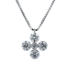 K18WG ホワイトゴールド ネックレス ダイヤモンド 1.00ct クローバー 花 フラワー 45cm【新品仕上済】【zz】【中古】