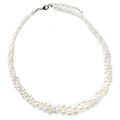 【ホワイト×ワンサイズ】[Cream dot. クリームドット公式] ネックレス レディース  ショート チェーン パール 3連 ツイスト ボリューム 大人 結婚式 お呼ばれ 二次会 パーティー 