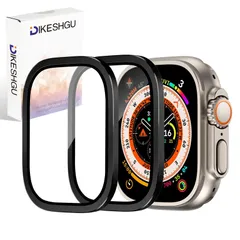DIKESHGU Apple Watch Ultra 2 / Ultra 1 ガラスフィルム 49mm 専用 【ステンレススチールフレーム+強化ガラスフィルム 一体型】 全面保護 アップルウォッチ Ultra 49mm 画面保護カバー 耐傷性 指紋防止 （2枚