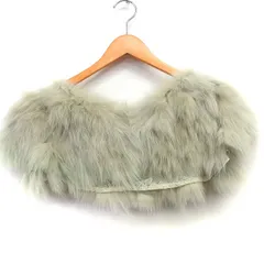 ストロベリーフィールズ STRAWBERRY-FIELDS ボレロ パーティードレス フォックスファー レース シンプル 半袖 2 サンドベージュ /HT25