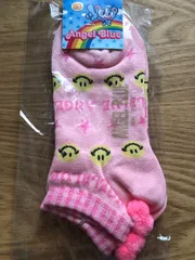 新品♥可愛い靴下 スニーカーソックス ピンク ニコちゃんマーク 20~22cm