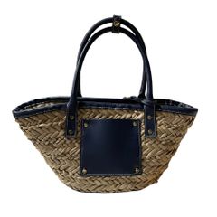 ◆中古品◆ステッチデザインバスケットバッグ RANDA ランダ トートバッグ ネイビー かご kyX15250N