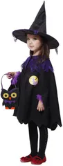 しあわせ倉庫 使いまバッグ付き 子供 魔女 コスプレ 仮装 衣装 ハロウィン 帽子 ワンピース 女の子(パープル,  120)