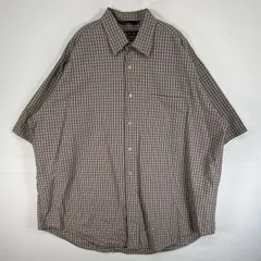 古着 90's/90年代 ノーティカ NAUTICA 半袖シャツ 旧ロゴ 刺繍 大きいサイズ 薄手 チェック XXL  ベージュ マルチカラー メンズ