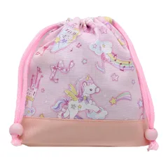 【在庫処分】miwaki 給食袋 巾着袋 小 女の子 コップ袋 マチあり 小学校 幼稚園 保育園 日本製 手作り シンプル お名前タグ付き マチあり