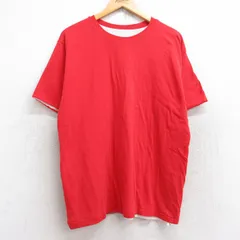 L/古着 半袖 ビンテージ Tシャツ メンズ 80s 無地 リバーシブル クルーネック 赤他 レッド 25aug19 中古