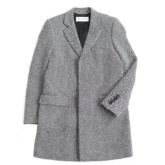 極美品●18〜19AW SAINT LAURENT PARIS サンローランパリ 552165 フライフロント チェスターコート ホワイト×ブラック 44 伊製 正規品のサムネイル