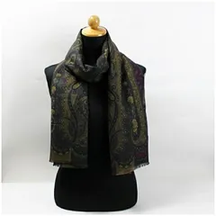 エトロ 大判ストール ショール ウール×シルク ダークグレー×パープル