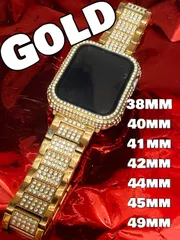 Apple Watch キラキラカバー＆ステンレスバンドセット - 高速反応、スクリーン保護付 G