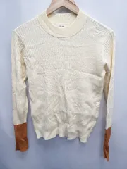 ◇ ⊇ Discoat ディスコート 長袖 モチモチリブ袖配色ハイネック サイズF アイボリー ブラウン系 レディース E  【1506110012975】