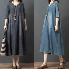 シャツワンピース デニムワンピース ミドル丈 袖あり 半袖 Vネック Aライン きれいめ シンプル カジュアル 大人 上品 おしゃれ お洒落 レトロ 大人女子 こなれ感 ラフ エレガント スタイリッシュ 花柄 春 夏 10代 20代 30代 40代 女性用 デ