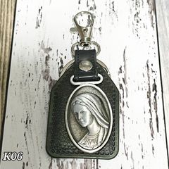 新品 送料無料 ☆K06 キーホルダー 聖母 マリア 黒色 ストリート アメカジ パンク バイカー アクセサリー