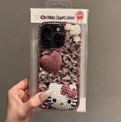 ハート＆キティちゃん対応 iPhone 17promax 17air 17proケース 立体ビジュー可愛い耐衝撃カバー