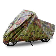 uxcell バイクカバー バイク車体カバー 迷彩柄 大型 丈夫 厚手 190T 耐熱 防水 撥水 風飛び防止 UVカット 防埃 防雪 軽量 収納袋付き カバー L