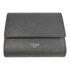 CELINE セリーヌ レザー コンパクトウォレット・2つ折り財布 ミニ財布/ブラック/プレゼント/記念日【♀】【A】【レディース】★■557022【中古】